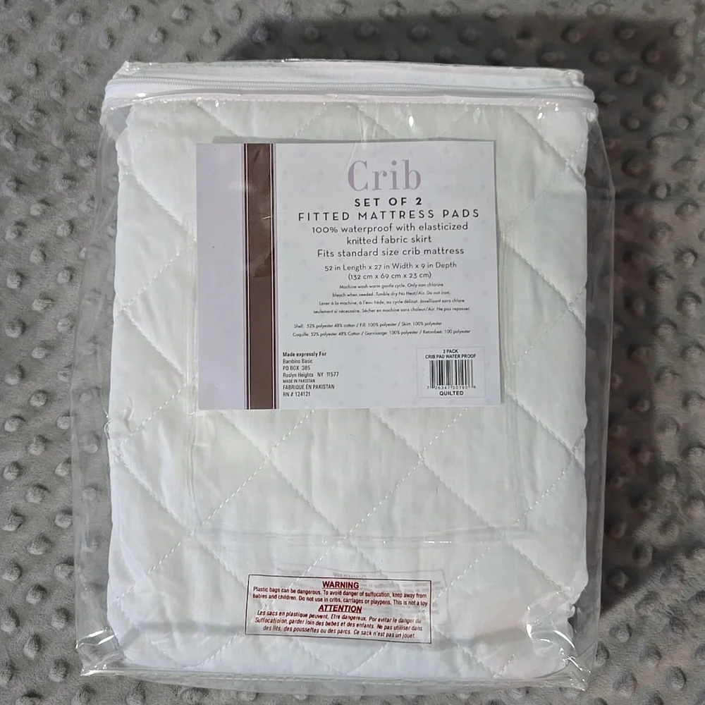 Quilted Waterproof Crib Fitted Mattress Pads - 1 ONLY